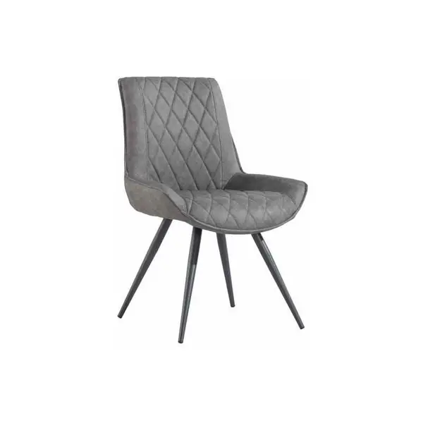 image of Dining Chair - Metal/PU/Foam - L55 x W64 x H90cm - Grey/Graphite KettleHomeLtdCH25-GR