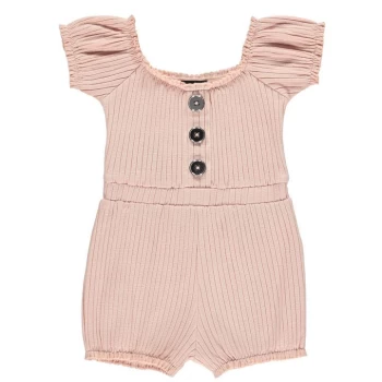 image of Firetrap Rib Playsuit Baby Girls - Lotus Pink