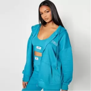 image of I Saw It First Reclaim Staples Oversized Zip Through Hoodie - Blue