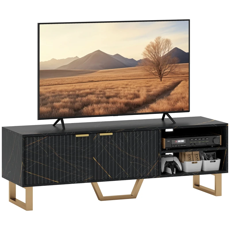 Image of HOMCOM TV Unit, TV Stand Cabinet with Shelves and Storage Cupboard, Black 83B-147V00BK