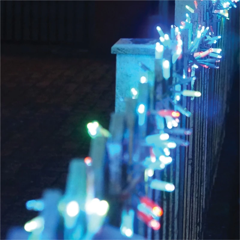Image of EAGLE-CON 5m Easy-Connect RGB Colour Changing 250 LED Cluster String Lights With Interconnectable White Rubber Cable ELV-123694