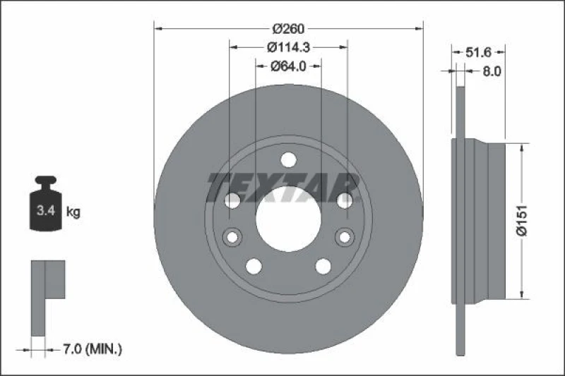 Image of Brake disc TEXTAR 92337703