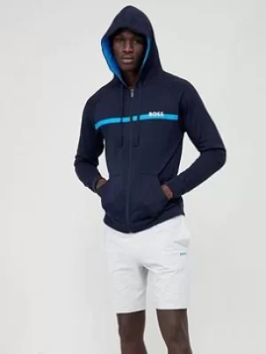 Image of BOSS Boss Bodywear Authentic Lounge Zip Thru Hoodie, Navy, Size L, Men