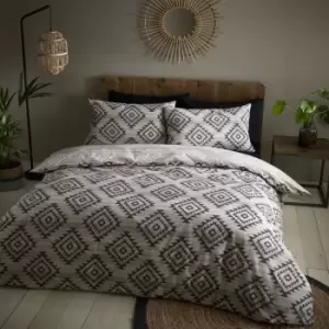 Image of Catherine Lansfield Aztec Geo Print Easy Care Reversible Duvet Cover Set, Natural, King