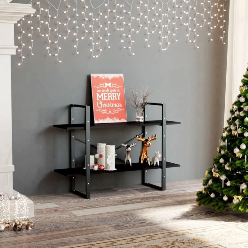 Image of VIDAXL 2-Tier Book Cabinet Black 100x30x70cm Engineered Wood vidaXL 8720286567586