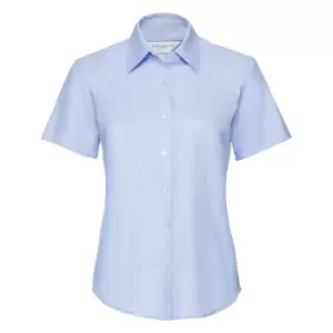 image of Russell Collection Ladies/Womens Short Sleeve Easy Care Oxford Shirt (XS) (Oxford Blue)