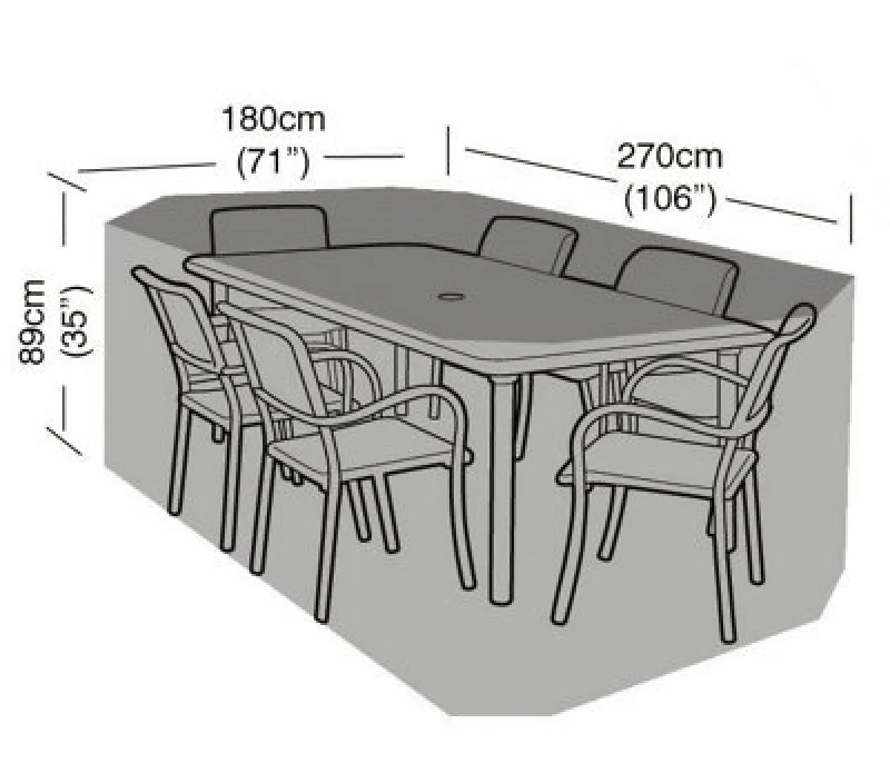 Image of Primrose Rectangular 6 Seater Furniture Set Cover 270cm x 89cm - Premium - Green Green
