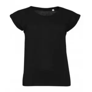 Image of SOLS Womens/Ladies Melba Plain Short Sleeve T-Shirt (L) (Deep Black)