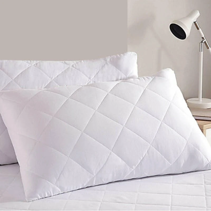 Image of Gr8 Home Pair Of White Anti Allergy Zipped Pillow Protectors Quilted Pillowcases White unisex