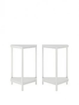 image of Cosmoliving Scarlett Lamp Table Set- White Marble Effect