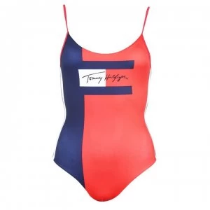 Image of Tommy Bodywear 85 Colour Block Logo Swimsuit - Pitch Blue CUN