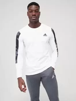 Image of adidas Camo Long Sleeve T-Shirt - White/Black Size XL Men