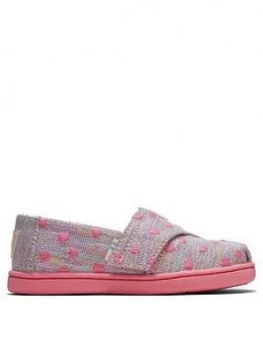 Toms Toddler Girls Alpargata Heart Print Canvas Shoe - Pink, Size 3 Younger