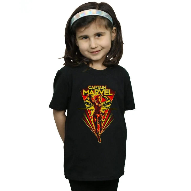 Image of Marvel Captain Flying V Cotton T-Shirt Black female