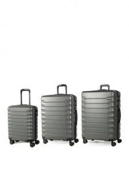 image of Rock Luggage Synergy 8 Wheel 3 Piece Set Charcoal Suitcase