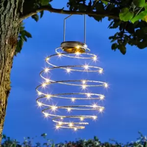 Image of Smart Solar LED SPIRALIGHT Copper Hanging Lantern Warm White Copper