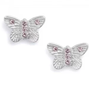 Image of Bejewelled Butterfly Stud Silver Earrings