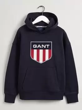 Image of Gant Boys Retro Shield Hoodie - Blue Size 13-14 Years