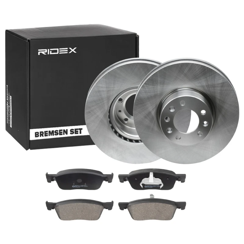 Image of RIDEX 3405B1508 Brake disc and pads set Front Axle, Brake Disc Type: Vented Brake Set,disc brakes (3405)