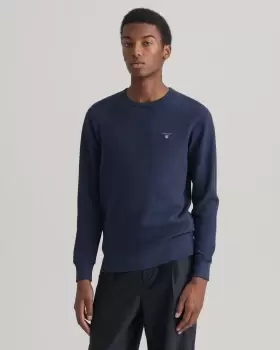 Image of GANT Men Waffle Crew Neck Sweatshirt (4XL) Blue