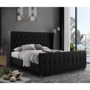 Image of Clarita Bed King Plush Velvet Black