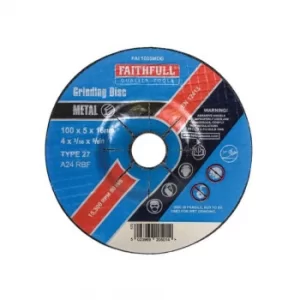 Image of Depressed Centre Metal Grinding Disc 100 X 5 X 16MM