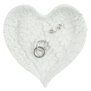 image of Glitter Heart Shaped Angel Wing Trinket Dish