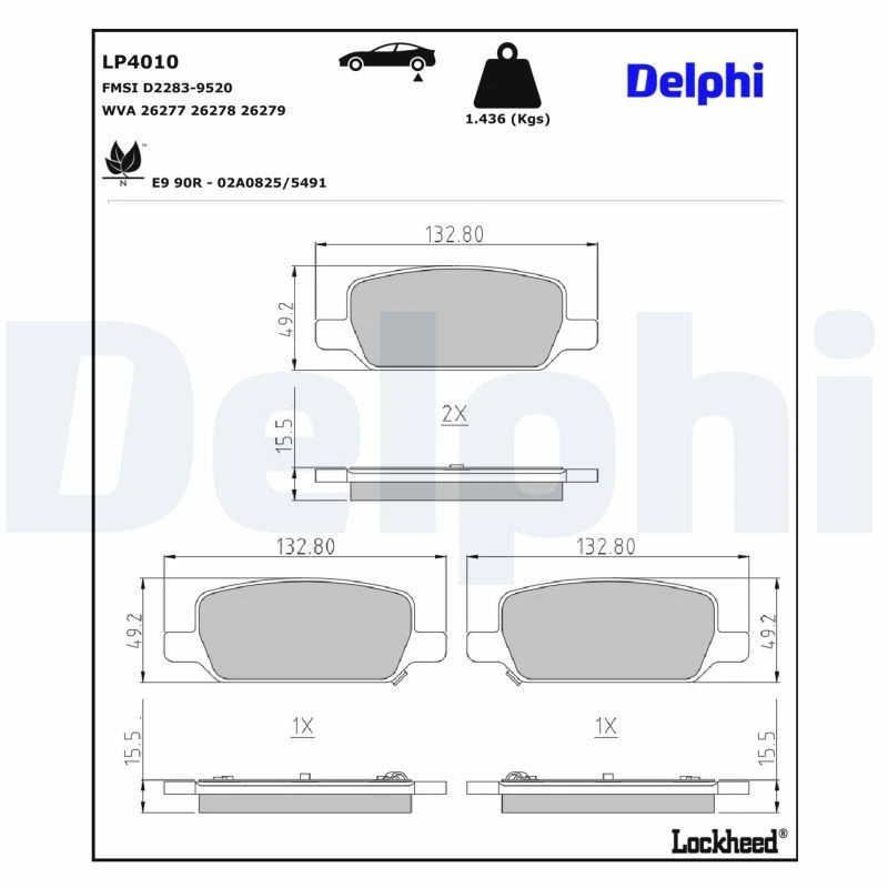 Image of DELPHI Brake pad set DELPHI LP4010
