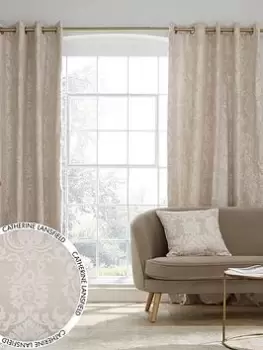 Image of Catherine Lansfield Damask Jaquard Eyelet Curtain Pair 66X54