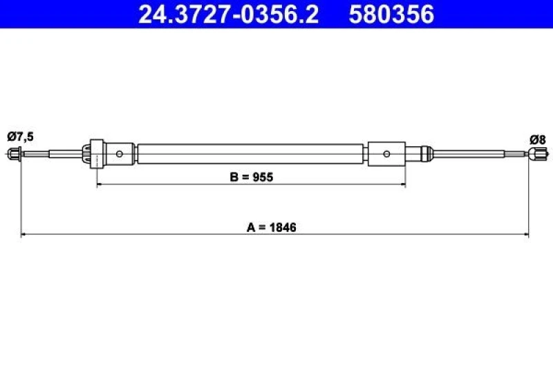 Image of Handbrake cable ATE 24.3727-0356.2