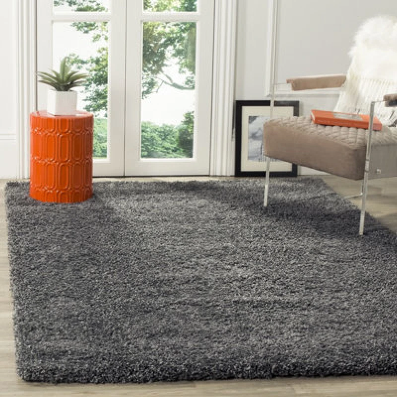 Image of Smart Living Smart Living Soft Fluffy 5cm Thick Pile Shaggy Area Rugs for Living Room, Bedroom in Dark Grey Size: 60cm x 110cm Dark Grey 60cm x 110c