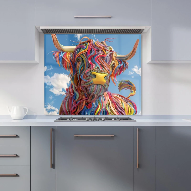 Image of Warren Reed - Designer Twisted Colors of the Bull Kitchen Splashback Size: 600mm x 750mm Multicolor Unisex 600mm x 750mm