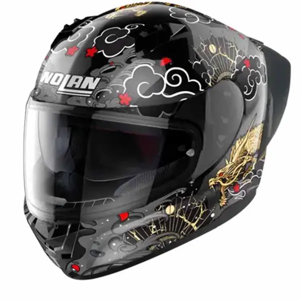 Image of Nolan N60-6 Sport Wyvern 024 Metal Black White Red Gold Full Face Helmet Size L