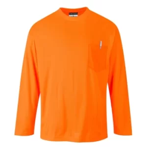 Image of Portwest Long Sleeve Pocket T-Shirt Orange 3XL