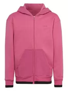 Image of adidas Unisex Junior ALL SZN Fleece Full Zip Hoodie - Pink, Size 7-8 Years