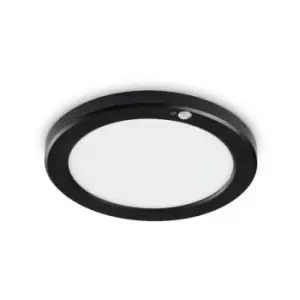 Image of Ideal Lux aura Round LED Recessed Downlight Black, Motion Sensor, 3000K, Non-Dim