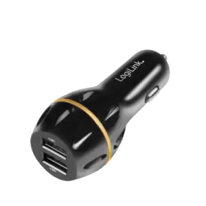 image of LogiLink USB Car Charger, 2 Port, QC3, black