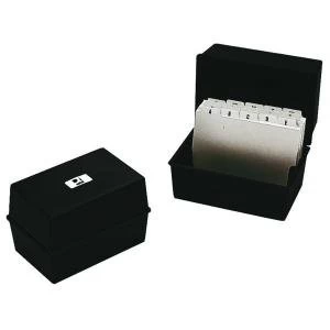 image of Q-Connect Card Index Box 127 x 76mm Black KF10001