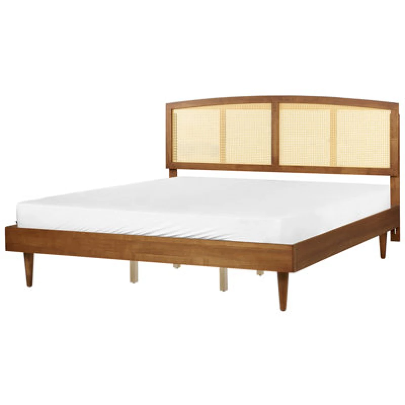 Image of Beliani Bed Rattan Varzy 180 X 200 Cm (Eu Super King) Brown