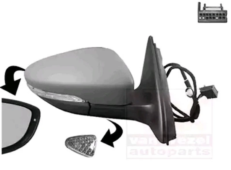 Image of VAN WEZEL 5772818 Wing mirror * HAGUS * Right, with memory, primed Outside Mirror (50)
