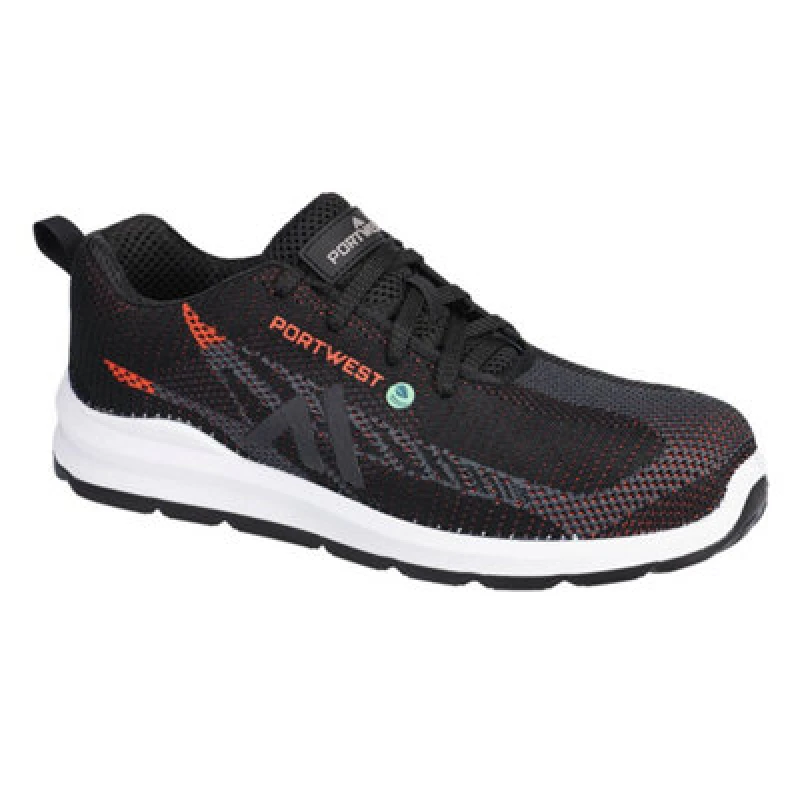 Image of Portwest Eco Fly Composite Safety Trainers FC06BKD41 Colour: Black / Red