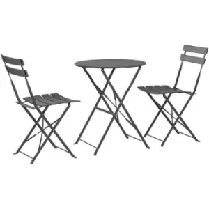 image of Harbour Housewares - 2 Seater Sussex Bistro Set - Round - Grey