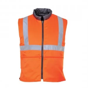 Image of Portwest Reversible Hi Vis Bodywarmer Orange M