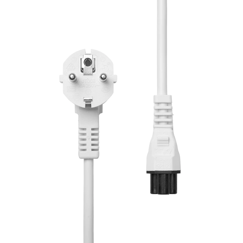 Image of ProXtend Angled Type F (Schuko) to C5 Power Cable. White 1m