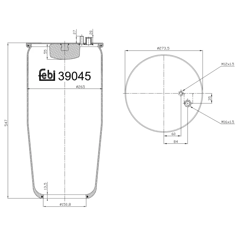 Image of FEBI BILSTEIN 39045 Boot, air suspension Rear Axle Right Boot,air suspension (324)