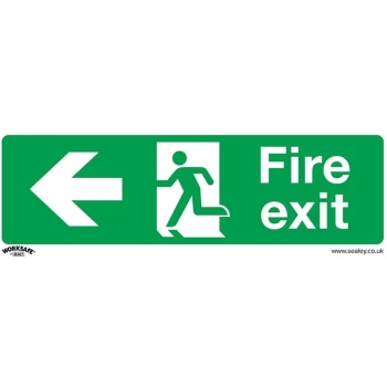 image of SS25P10 Safe Conditions Safety Sign - Fire Exit (Left) - Rigid Plastic - Pack of 10 - Sealey