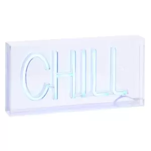 Image of Litecraft Glow Light Box Neon Style Chill LED Children's Bedroom Fitting - Blue