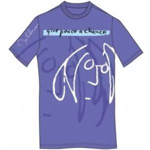 John Lennon Tee Shirt: Give Peace a Chance Lilac: XXL