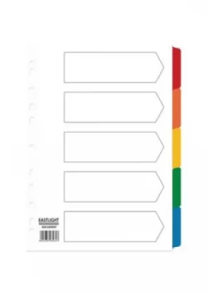 Image of Divider 5 Part A4 Card White with Coloured Mylar Tabs
