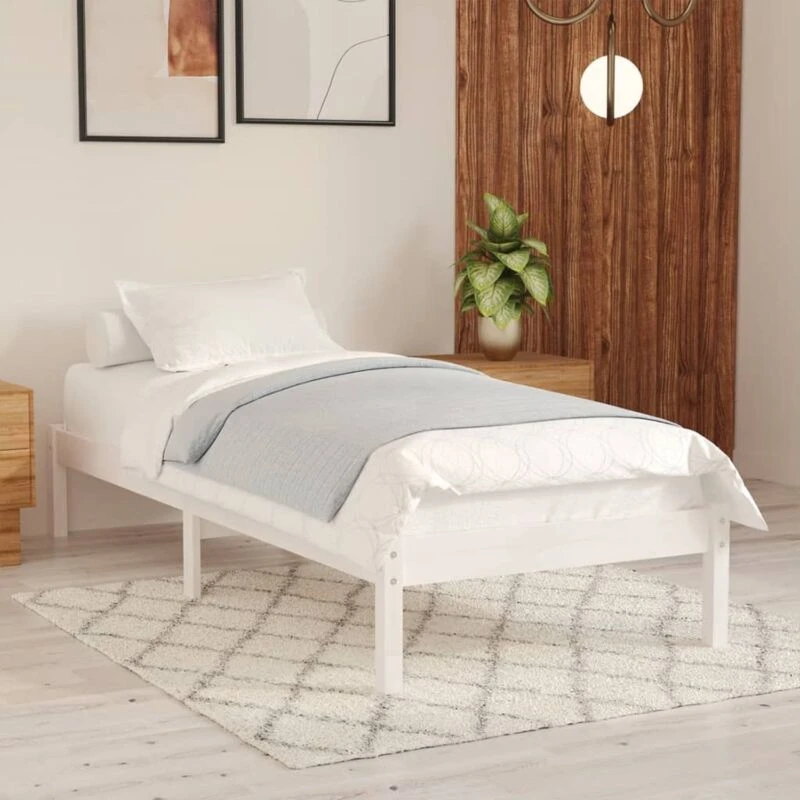 Image of VIDAXL Bed Frame without Mattress White Solid Wood Small Single Vidaxl 8720286762042